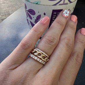 Mejuri 14K Solid Gold Bold Chain Ring Size 4